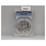PCGS 1993 MS69 1oz .999 Silv Eagle $1