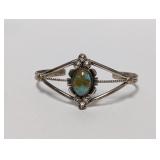 .925 Sterl Dual Band Turquoise Cuff Bracelet