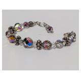 7-8" Adj .925 Sterl Faceted Bead Bracelet