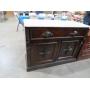 WALNUT CARVED MARBLE TOP (1)DRAWER (2) DOOR BUFFET