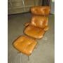 MID CENTURY LEATHER CHAIR W/ OTTOMAN