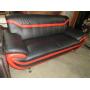 TITANIC RED & BLACK LEATHER SOFA