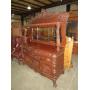 BEAUTIFUL ANTIQUE TIGER OAK BUFFET WITH MIRROR