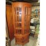 SOLID WALNUT 4 DOOR BEVELED GLASS CORNER CABINET