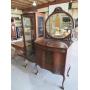 ANTIQUE TIGER OAK SIDE X SIDE CHEST/ CURIO CABINET