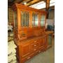 ANTIQUE OAK 2 PC 5 DWR/4 DO ROLL DWN DESK/ HUTCH