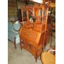 ANTIQUE TIGER OAK 2 PC DROP FRONT SECRETARY