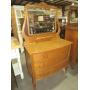 ANTIQUE OAK 4 DR CARVED DRESSER W/BEVELED MIRROR