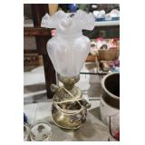 FROSTED GLASS SHADE BRASS BASE TABLE LAMP