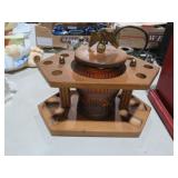 ANTIQUE PIPE STAND W/ TOBACCO DECANTER