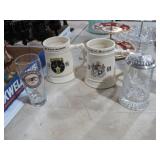 COLL. CERAMIC&GLASS STEINS&INDIAN MOTORCYCLE GLASS