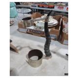 UNIQUE STEER HORN W/SILVERPLATE&WINE BOTTLE HOLDER