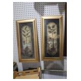 PAIR GOLD FRAMED PALM TREE PRINTS 12X23