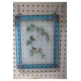 HANDMADE STAINED GLASS FROSTED BIRD WALL HANGING
