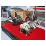 VTG CHARIOT W/ ASIAN WARRIOR & HORSES