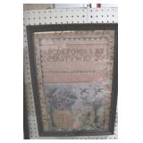 EARLY FRAMED TAPESTRY 22X16