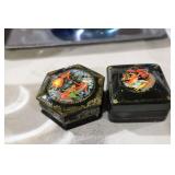 VTG RUSSIAN WOOD HAND PAINTED TRINKET BOXES