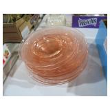 COLL. ETCHED PINK DEPRESSION GLASS PLATES