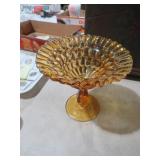 FENTON HONEY AMBER COMPOTE BOWL