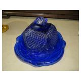 VTG MASS. COBALT BLUE BUTTERDISH W/ LID