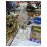 VTG GLASS ANTIQUE OIL LAMP W/ STACK