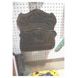 CARVED WOOD WALL MAGAZINE RACK 13X14