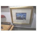 GOLD FRAMED FISHING PRINT 14X12