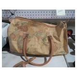 LEATHER LIKE BAG W/ WORLD GLOBE PATTERN