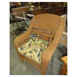 WICKER WOVEN CHAIR W/ CUSHION PATIO