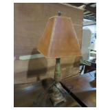 MARBLE LIKE BASE TBL LAMP W/ LEATHER LIKE  SHADE