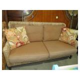 RATTAN WOVEN PORCH SOFA  W/ PILLOWS