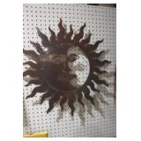 METAL SUN & MOON WALL SCULPTURE 23"R