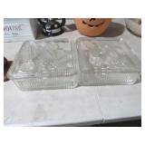 (2) LARGE GLASS FRIDGE DISHES
