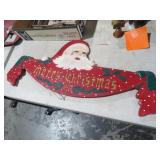 CARVED WOOD SANTA SIGN