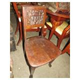 ANTIQUE CARVED BACK CLAW FOOTED CHILD CHAIR