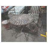 MOSAIC SLATE & IRON TBL W/ (2) CHAIRS