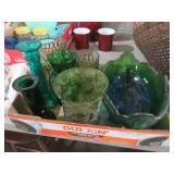 VINTAGE GREEN GLASSWARE &CANDLEHOLDER COLL.