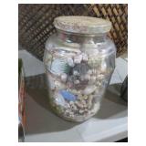 VINTAGE ANCHOR HOCKING JAR W/ SEASHELLS