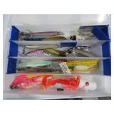 TUB OF FISHING LURES, HOOKS & MISC