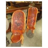 (2X)HANDCARVED AFRICAN WOOD CHAIRS