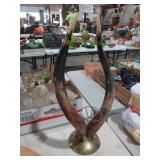 UNIQUE PAIR STEER HORNS MOUNTED ON BRASS STAND