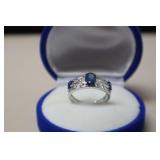 NEW 2.1GR 14K WHT GOLD 1.62CT SAPPHIRE .13CT DIAMO