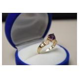 NEW 3.2GR 14K GOLD 1.25CT AMETHYST .16CT DIAMONDS