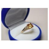 NEW 3.2 GR 14K GOLD 2CT CITRINE .12CT DIAMOND RING