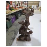 INDIAN CARVED WARRIOR W/ MOOSE HEADRESS