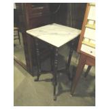 CHERRY FINISH TABLE W/ MARBLE TOP