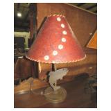 UNIQUE LEATHER LIKE SHADE FISH TABLE LAMP