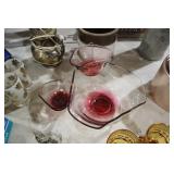 VINTAGE MID CENTURY CRANBERRY CHIP/DIP SET