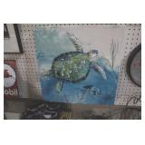 UNIQUE BROKEN GLASS TEXTURE TURTLE PAINTING 20X20