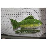 METAL FISH WELCOME SIGN 16X12